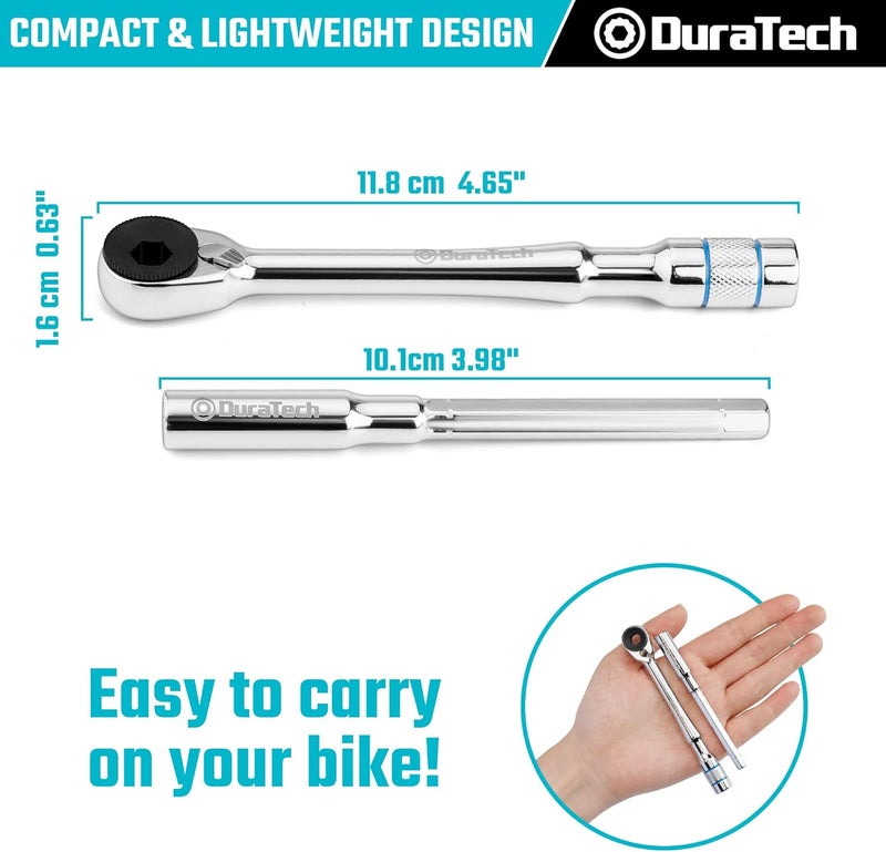 DURATECH 1/4" T-Handle Ratchet, Mini Ratchet Wrench with Hex Bit Extension and Adapter Set, Compatible with Standard 1/4" Hex Bits or Sockets, Portable and Versatile Repair Tool for Tight Spaces - Image 2